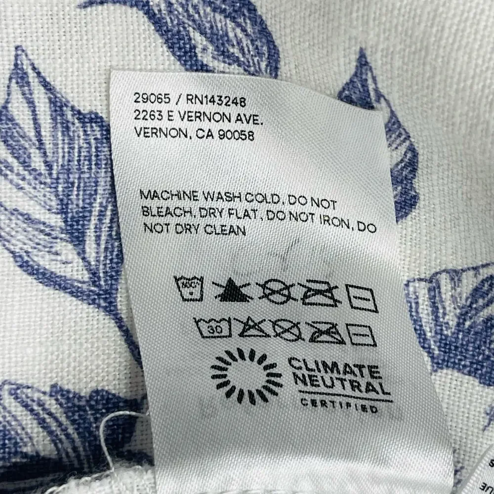 Reformation Stilton Linen Top Blue Toile Floral Long Sleeve Square Neck Size 2
